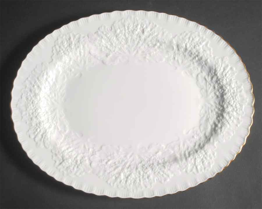Savoy White (Gold Trim) 13" Oval Serving Platter by Spode-1