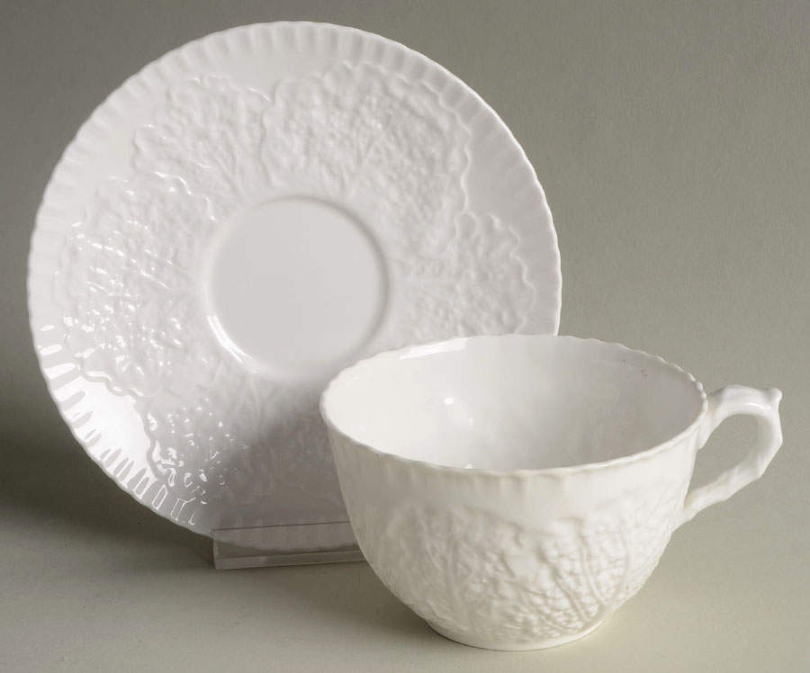 Savoy White (No Trim) Flat Cup & Saucer Set by Spode-1