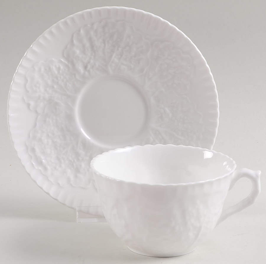 Savoy White (No Trim) Flat Cup & Saucer Set by Spode-1