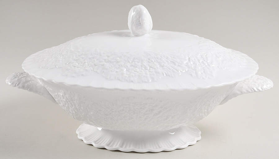 Savoy White (No Trim) Oval Covered Vegetable by Spode-1