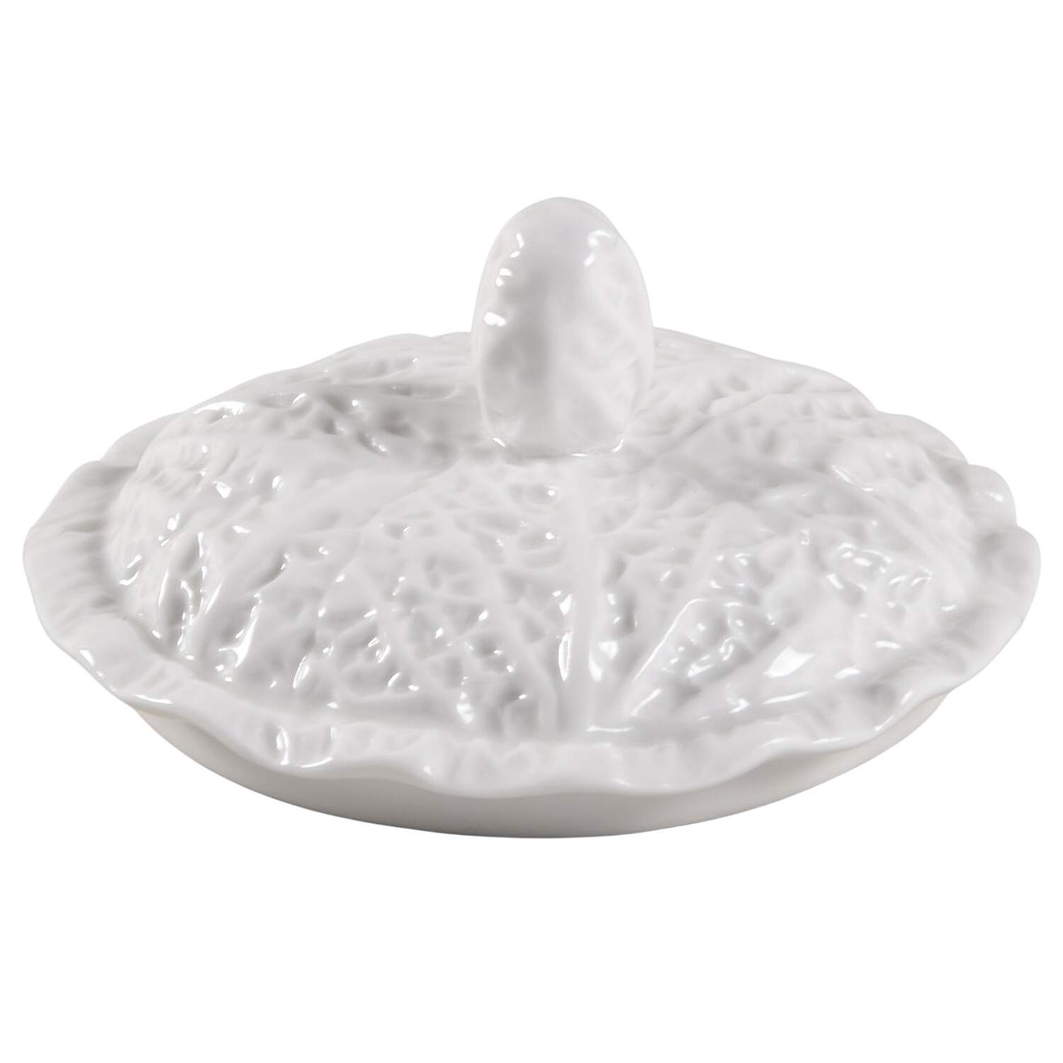 Savoy White (No Trim) Lid for Candy Jar by Spode-1