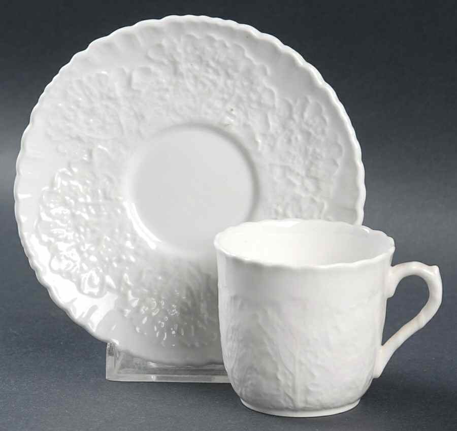 Savoy White (No Trim) Flat Demitasse Cup & Saucer Set by Spode-1