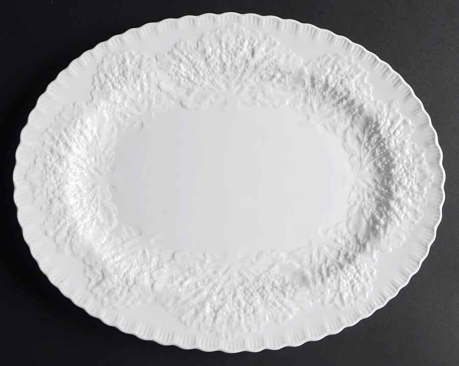 Savoy White (No Trim) 13" Oval Serving Platter by Spode-1