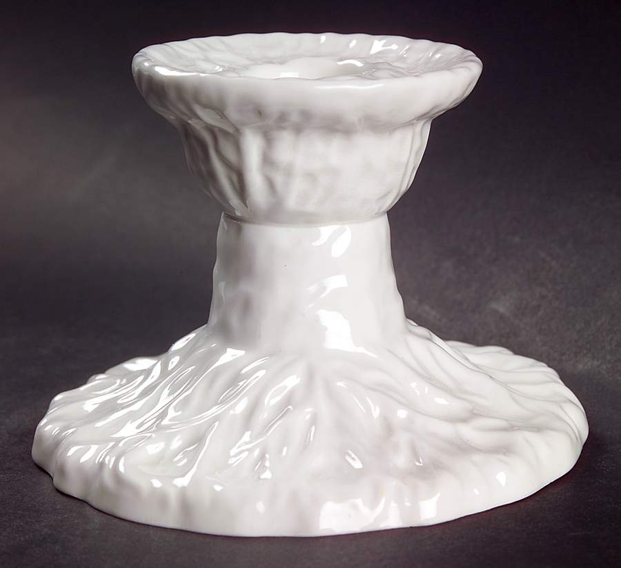 Savoy White (No Trim) Single Light Candlestick by Spode-1