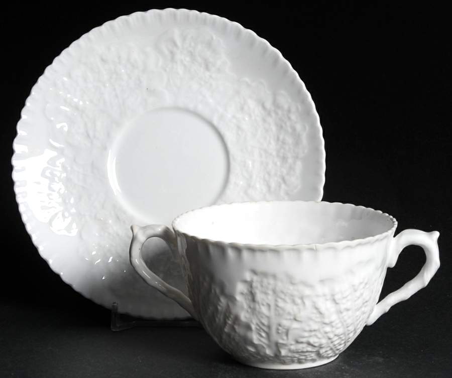 Savoy White (No Trim) Flat Bouillon Cup & Saucer by Spode-1