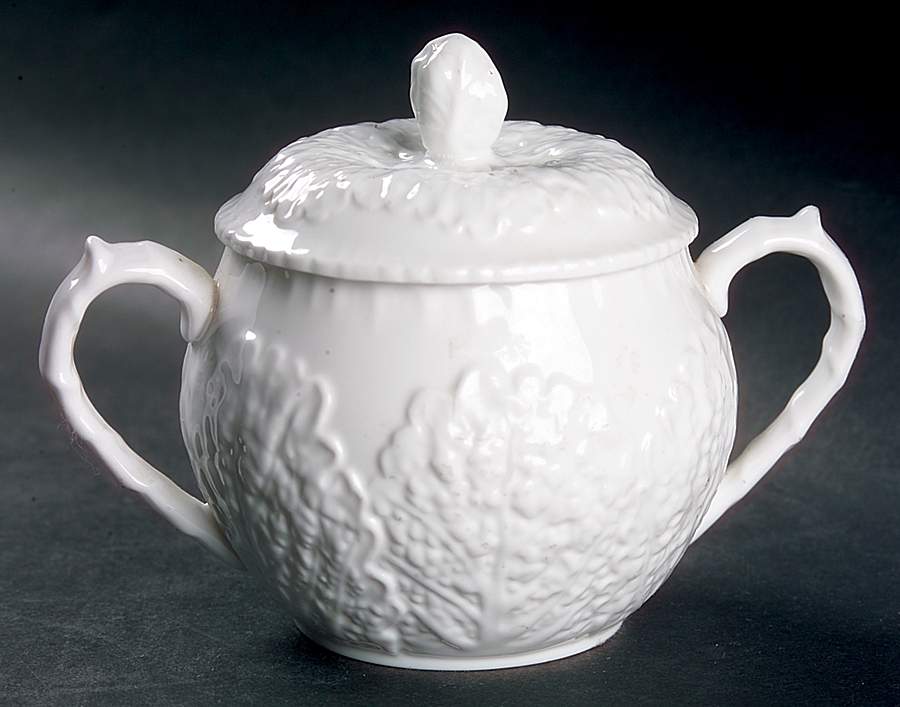 Savoy White (No Trim) Sugar Bowl & Lid by Spode-1