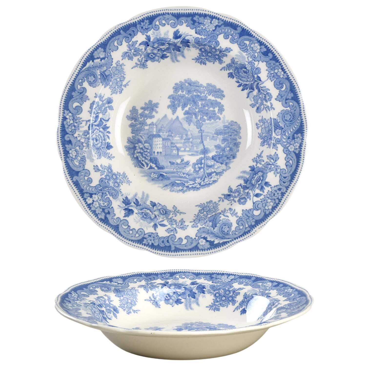 Severn Blue Large Rim Soup Bowl by Spode-1