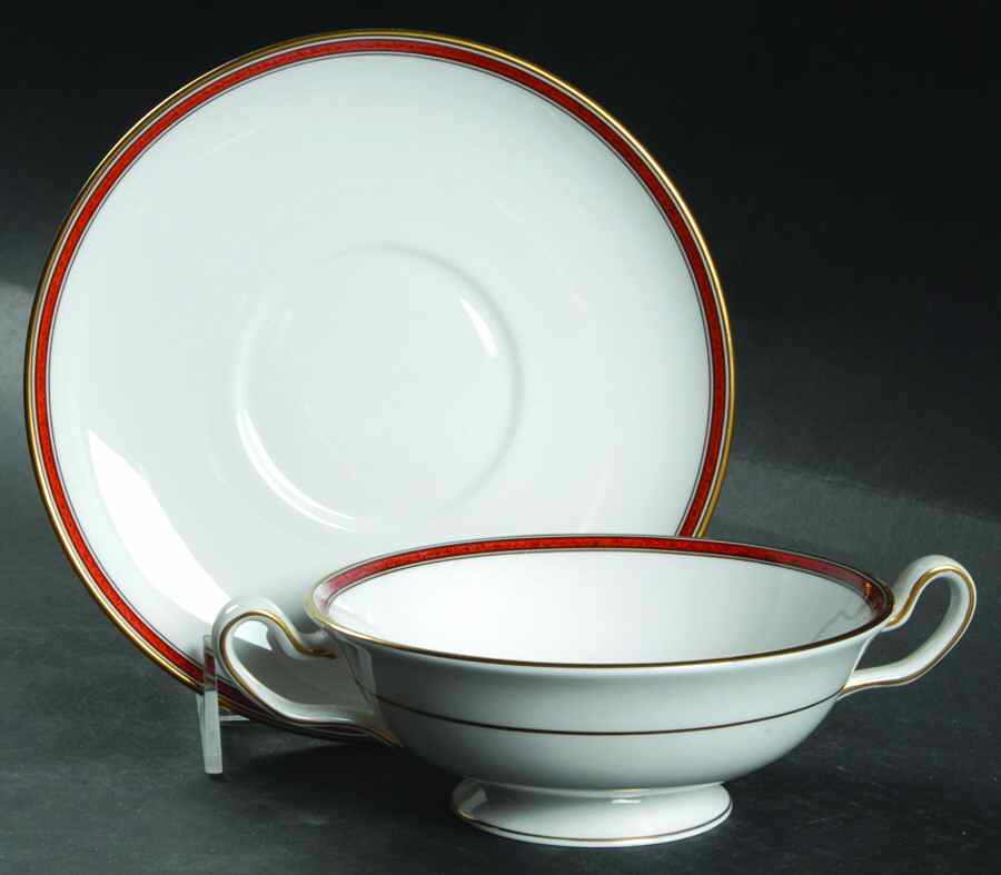 Seville Footed Cream Soup Bowl & Saucer Set by Spode-1