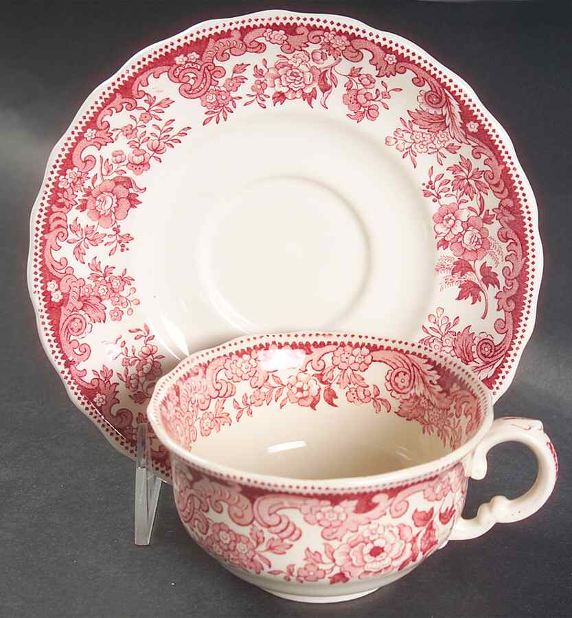 Severn Red Flat Cup & Saucer Set by Spode-1