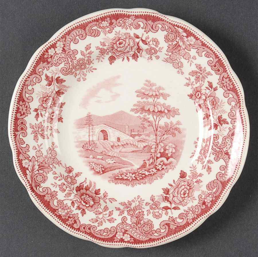 Severn Red Bread & Butter Plate by Spode-1