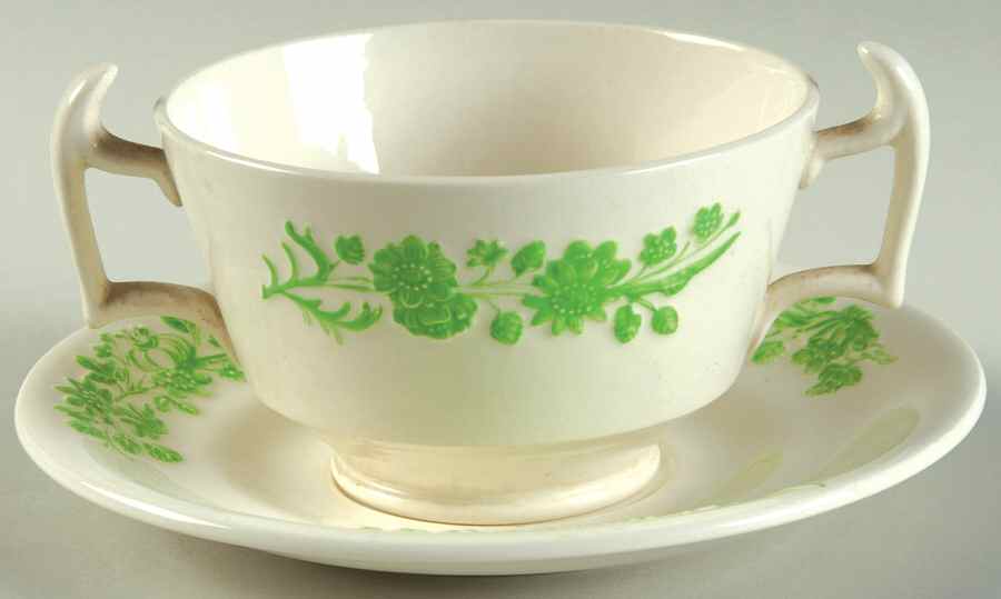 Shamrock Footed Bouillon Cup & Saucer by Spode-1