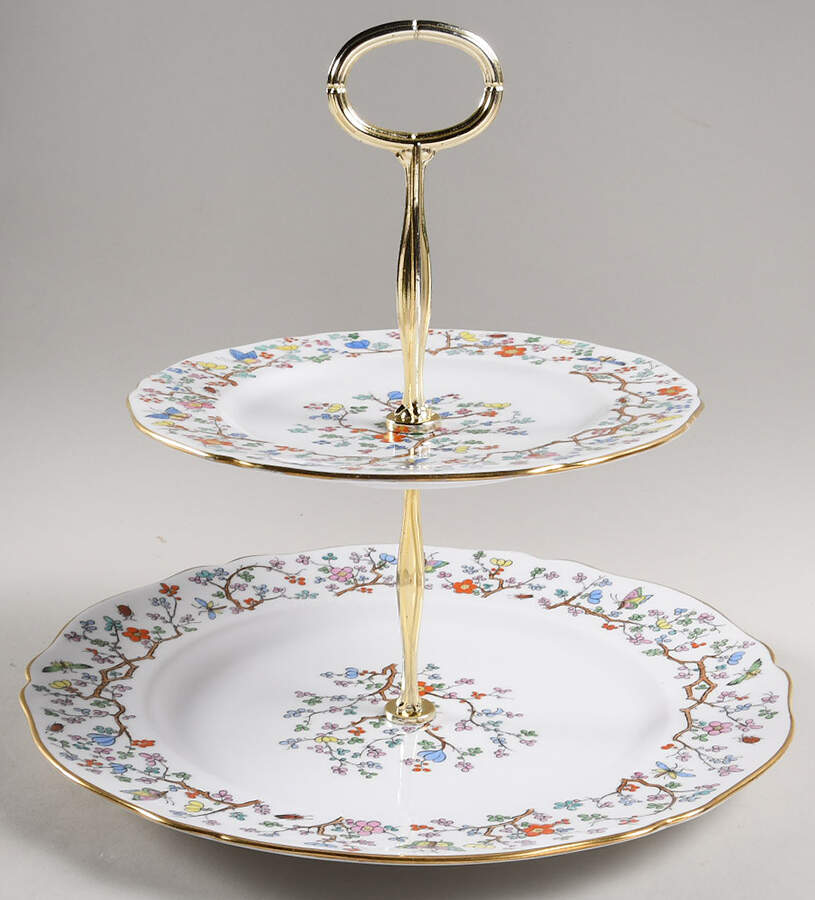 Shanghai 6 5/8"-10"  2 Tiered Serving Tray (Dp, Sp) HC by Spode-1