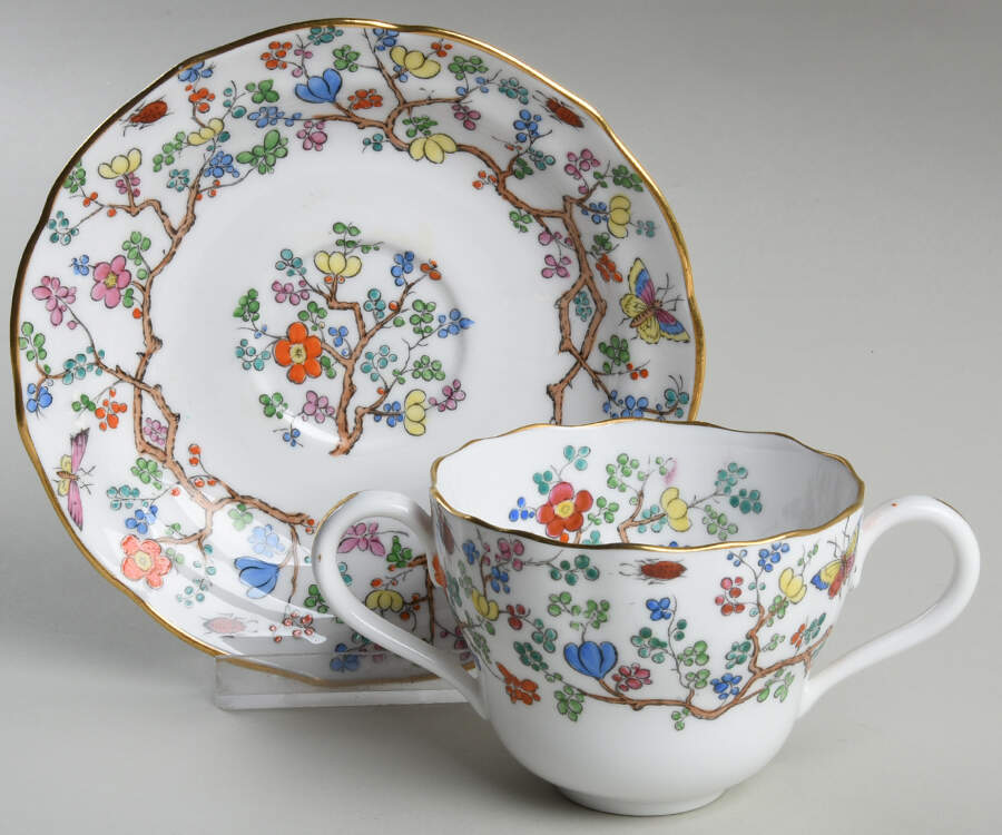 Shanghai Footed Bouillon Cup & Saucer by Spode-1