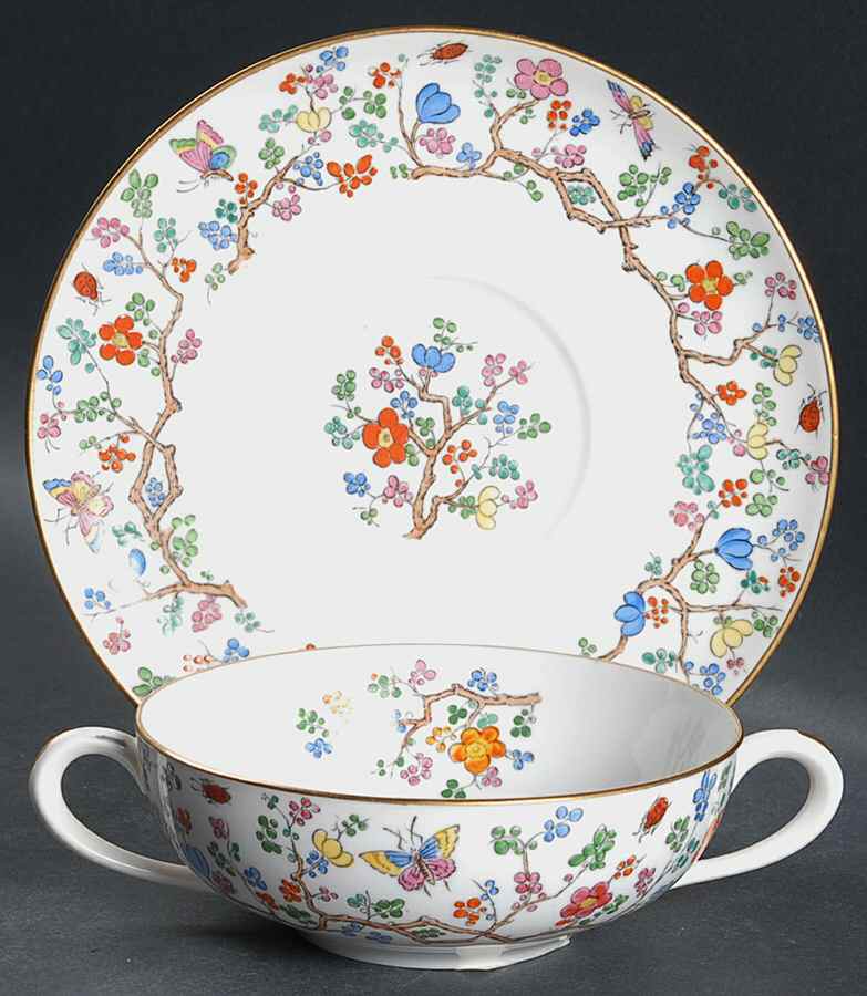 Shanghai Flat Cream Soup Bowl & Saucer Set by Spode-1