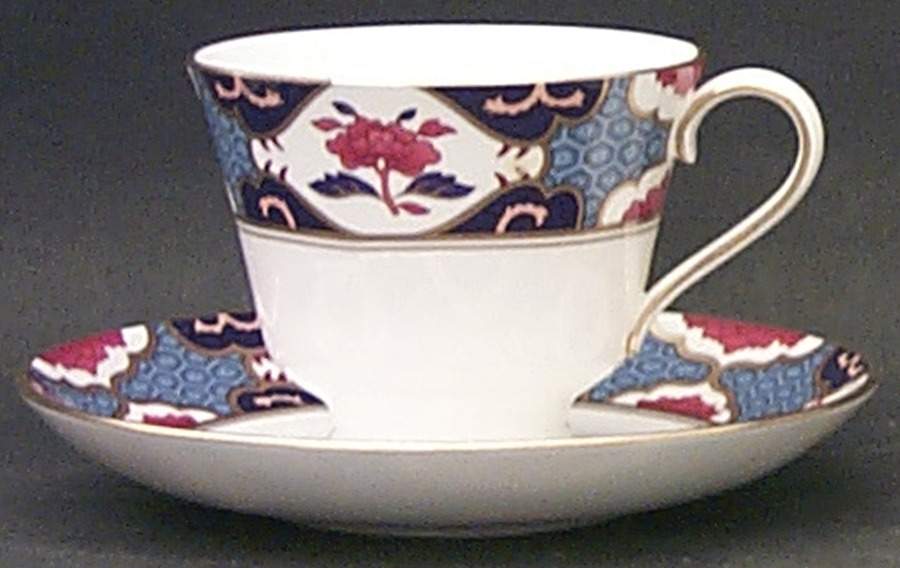 Shima Border Footed Cup & Saucer Set by Spode-1
