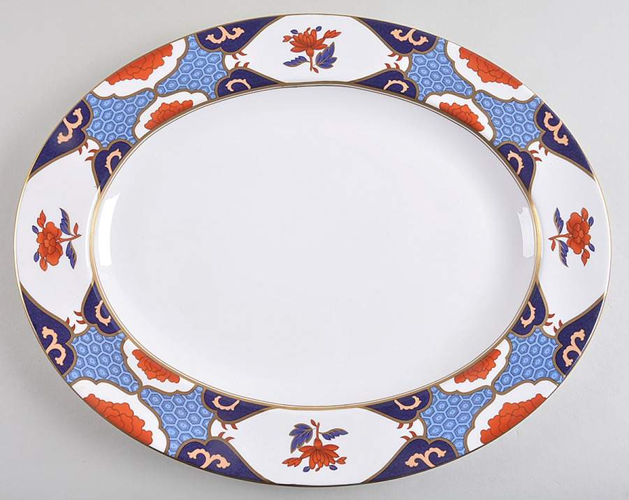 Shima Border 17" Oval Serving Platter by Spode-1