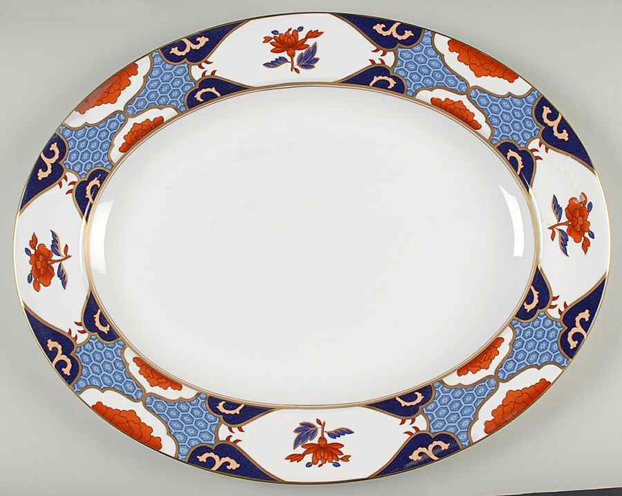 Shima Border 16" Oval Serving Platter by Spode-1