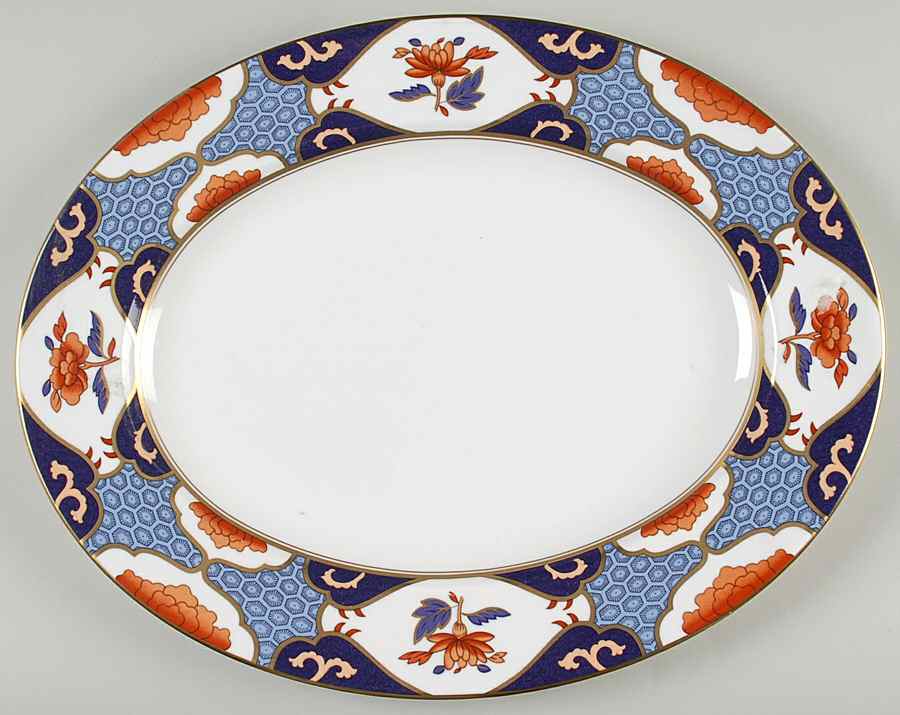 Shima Border 15" Oval Serving Platter by Spode-1
