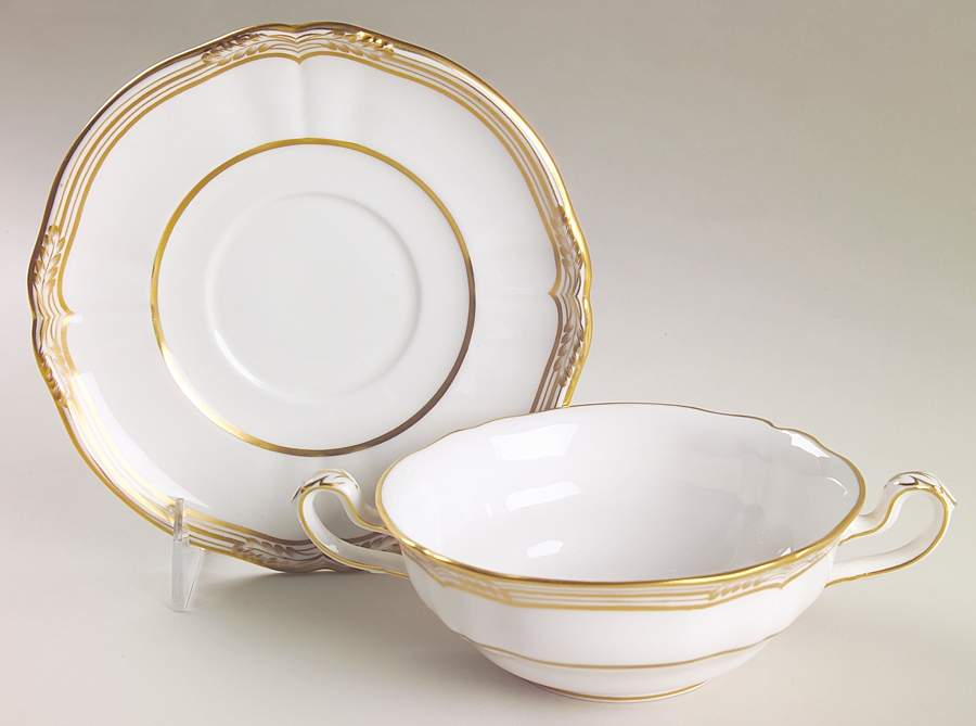 Sheffield Footed Cream Soup Bowl & Saucer Set by Spode-1