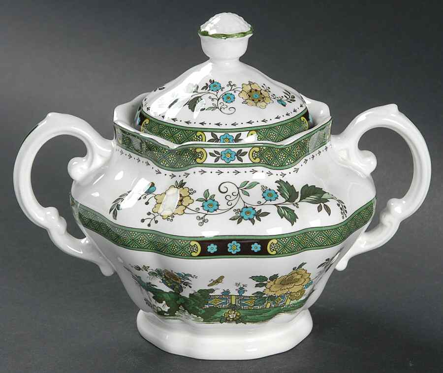 Siam Green Sugar Bowl & Lid by Spode-1