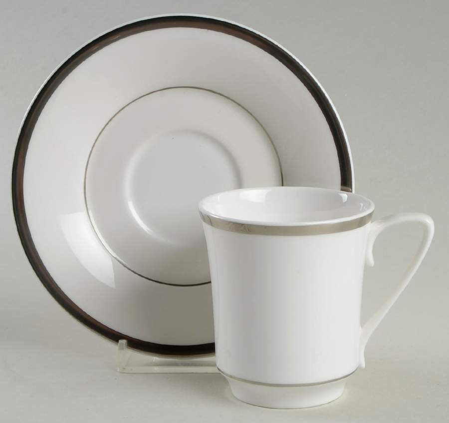 Silver Eternity Flat Demitasse Cup & Saucer Set by Spode-1