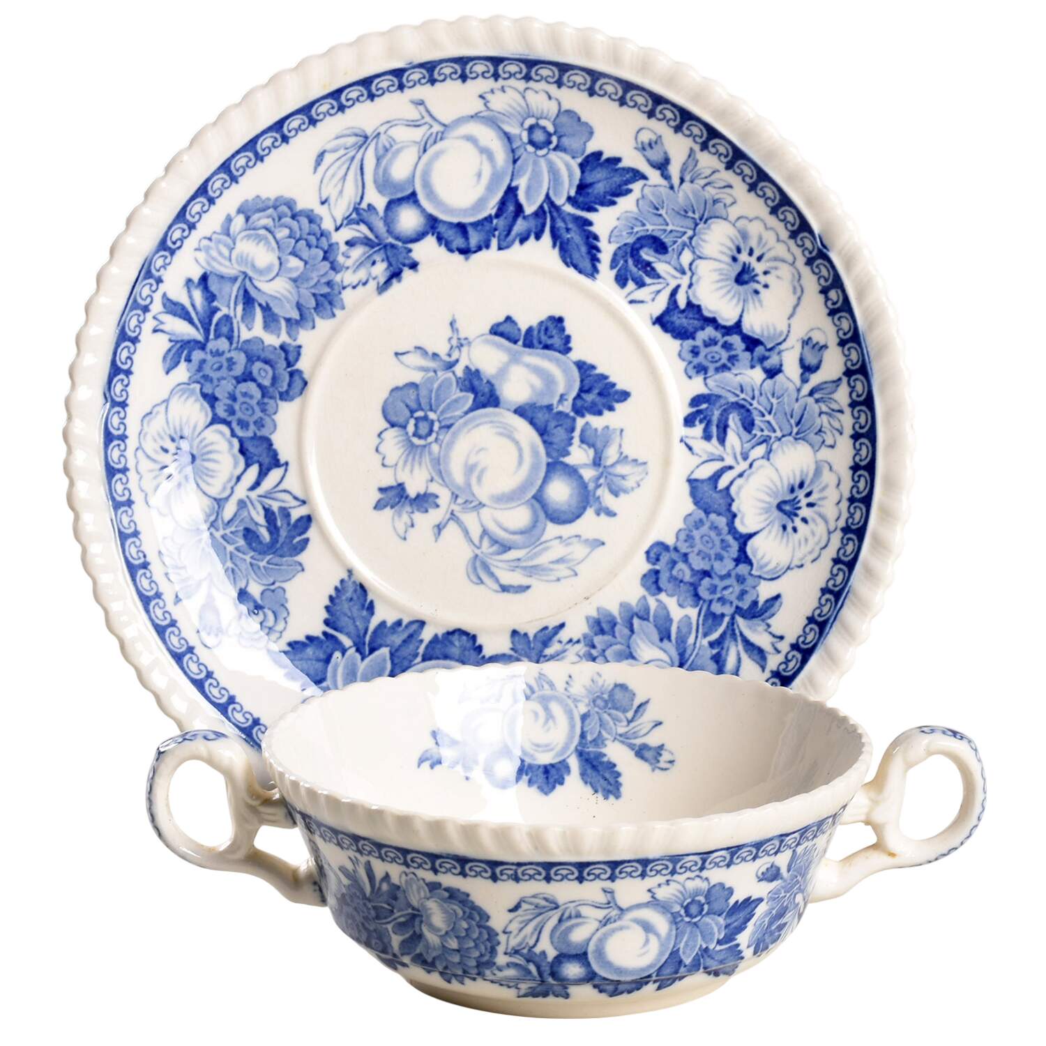 SP85 Cream Soup Bowl & Saucer Set by Spode-1