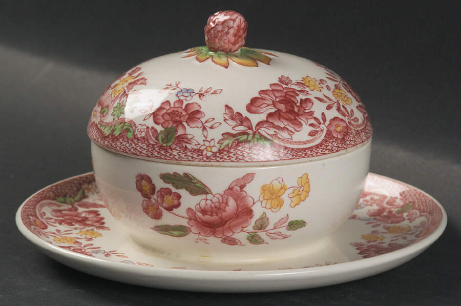 Spode's Bouquet Mayonnaise with Attached Underplate & Lid by Spode-1
