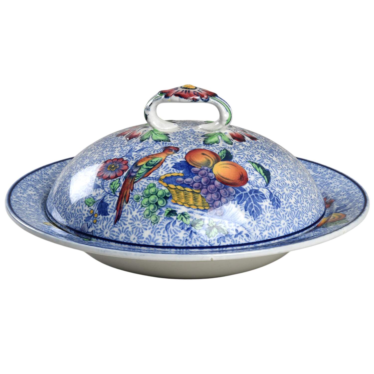 Spode's George III Blue Round Covered Butter by Spode-1
