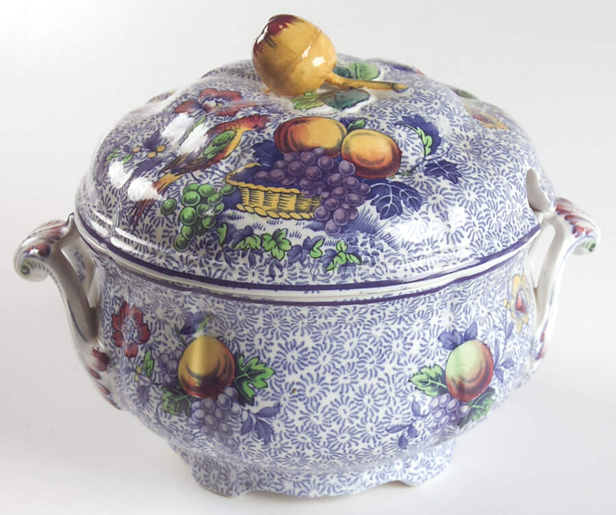 Spode's George III Blue Sauce Boat & Lid by Spode-1