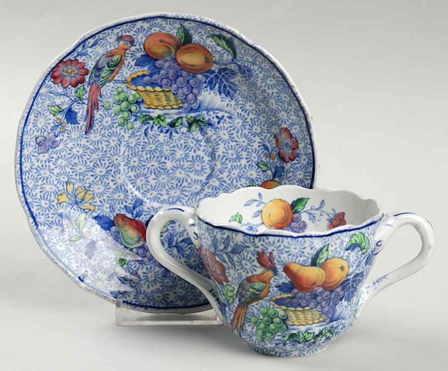 Spode's George III Blue Bouillon Cup & Saucer by Spode-1