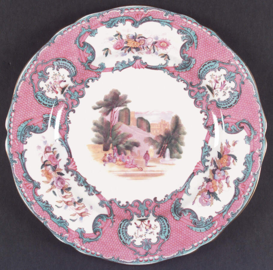Spode's Queen Mary (Pink and Blue) Dinner Plate by Spode-1