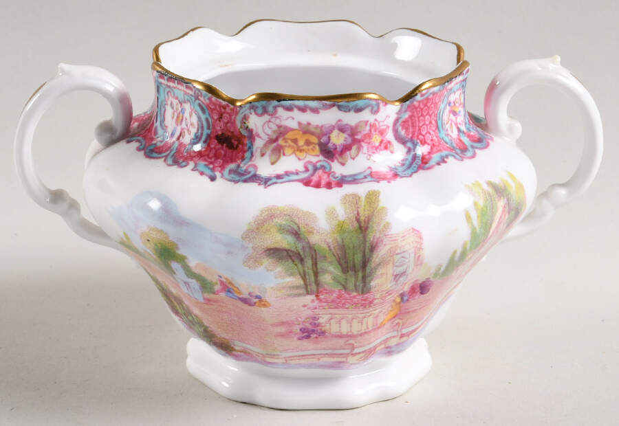 Spode's Queen Mary (Pink and Blue) Sugar Bowl No Lid by Spode-1