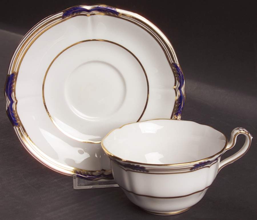 Stafford Blue Leaf Footed Cup & Saucer Set by Spode-1