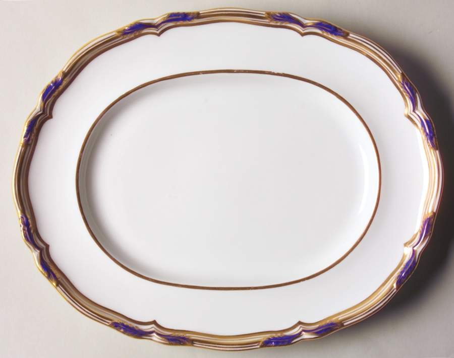 Stafford Blue Leaf 10" Oval Serving Platter by Spode-1