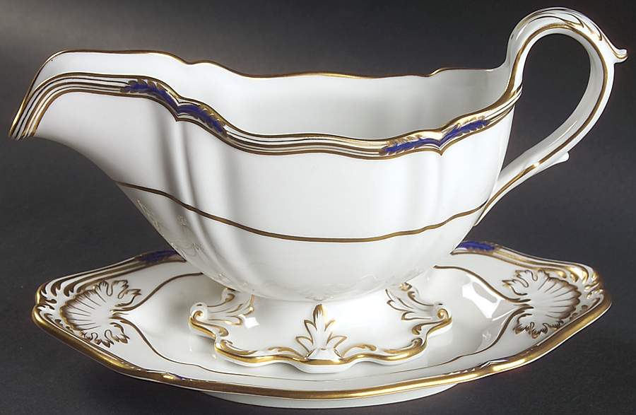 Stafford Blue Leaf Gravy Boat & Underplate by Spode-1