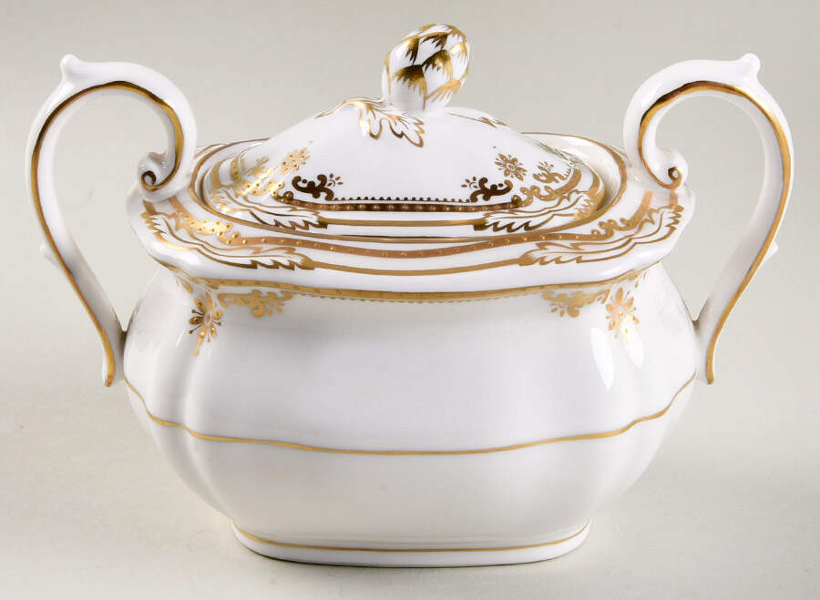 Stafford White Sugar Bowl & Lid by Spode-1