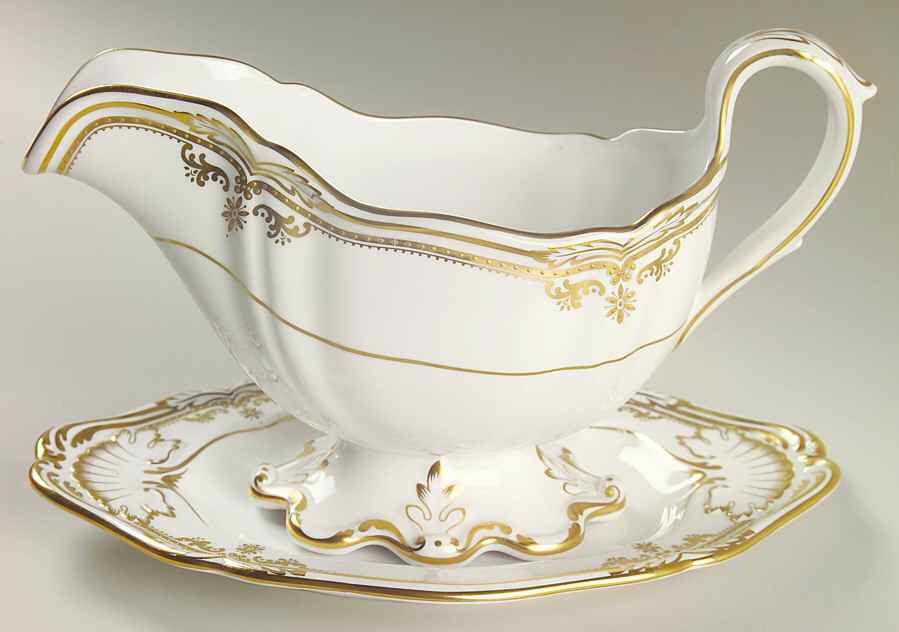 Stafford White Gravy Boat & Underplate by Spode-1