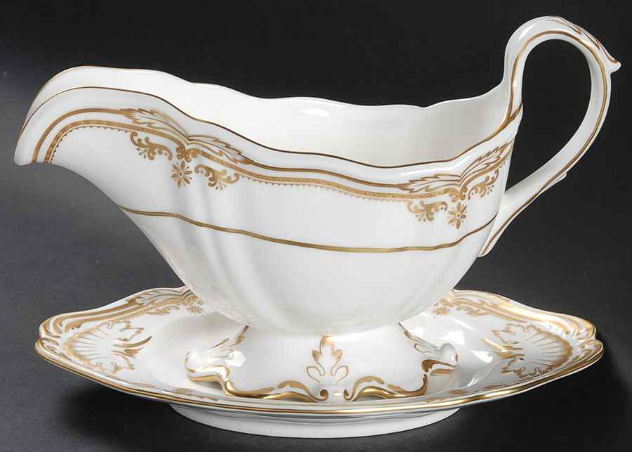 Stafford White Gravy Boat & Underplate by Spode-1