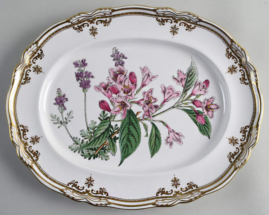 Stafford Flowers 12" Oval Serving Platter by Spode-1