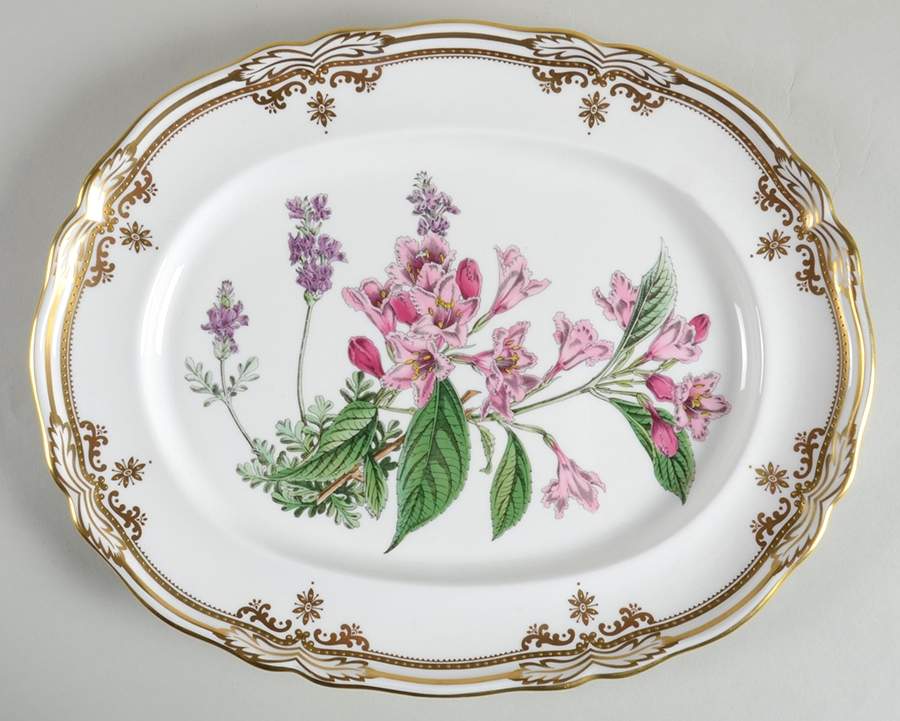 Stafford Flowers 13" Oval Serving Platter by Spode-1