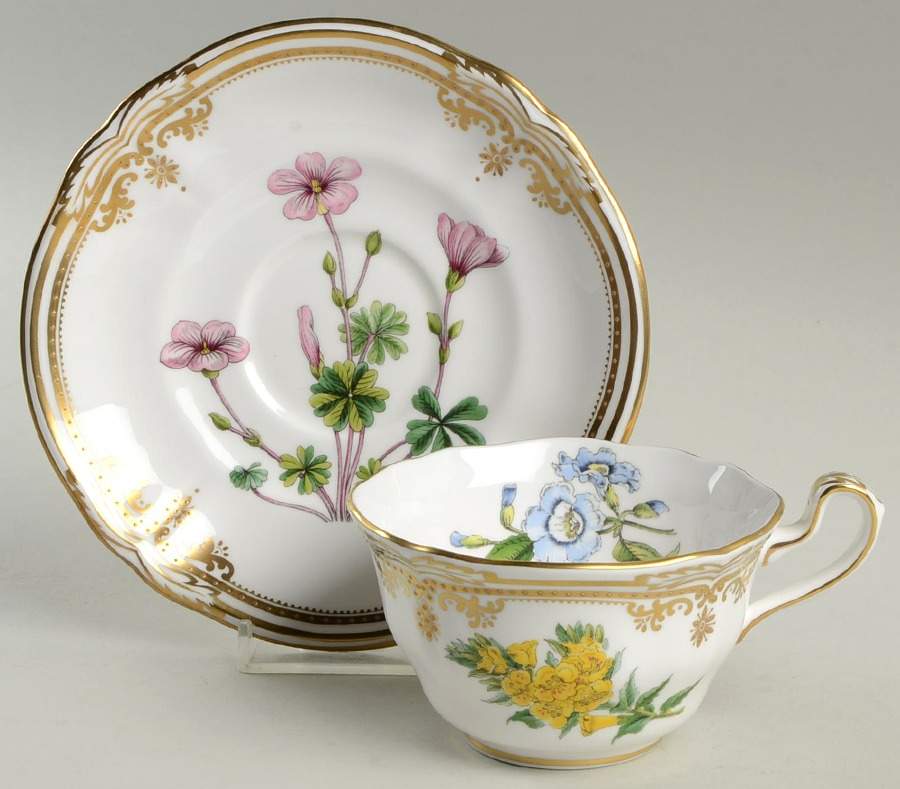 Stafford Flowers Flat Cup & Saucer Set by Spode-1