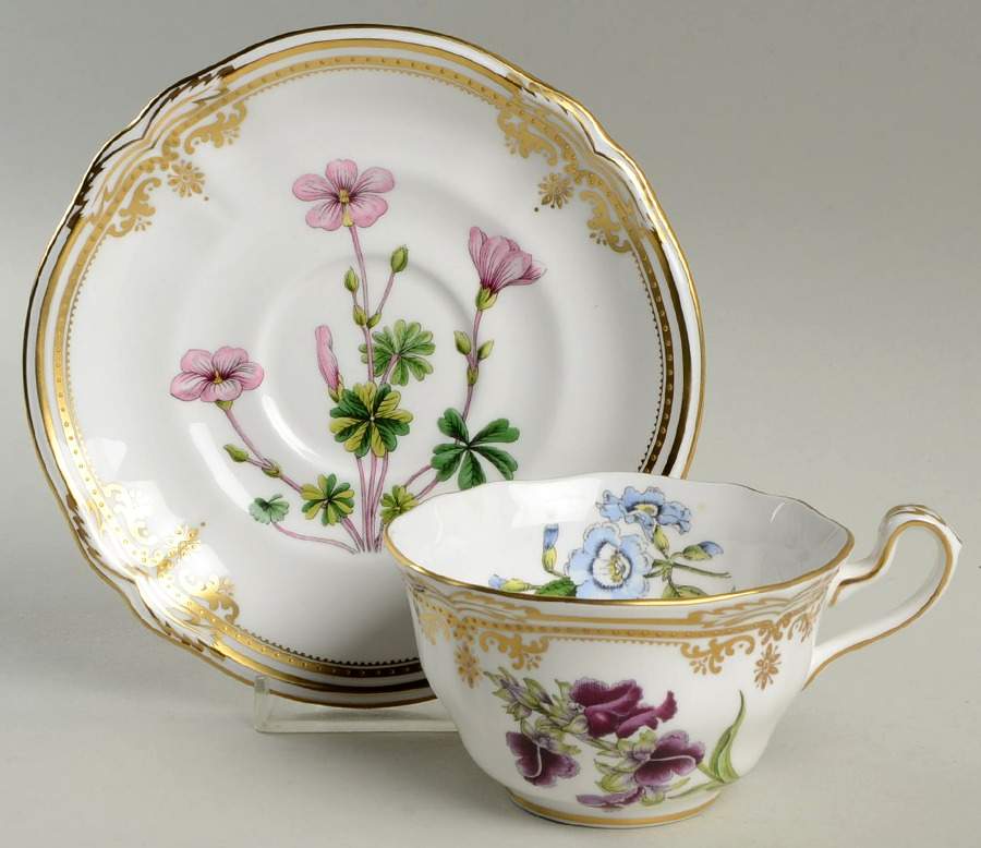 Stafford Flowers Flat Cup & Saucer Set by Spode-1