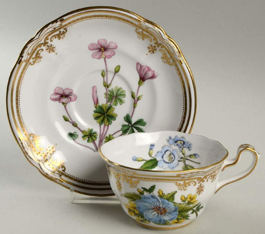 Stafford Flowers Flat Cup & Saucer Set by Spode-1