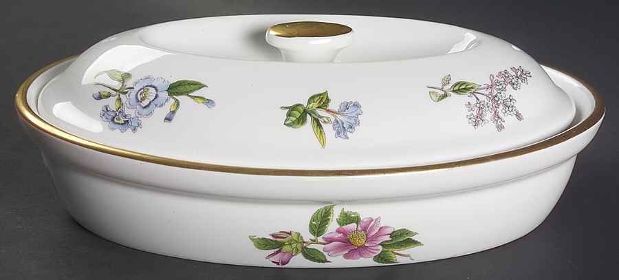 Stafford Flowers 9" Oval Oven-To-Table Entree Dish & Lid by Spode-1