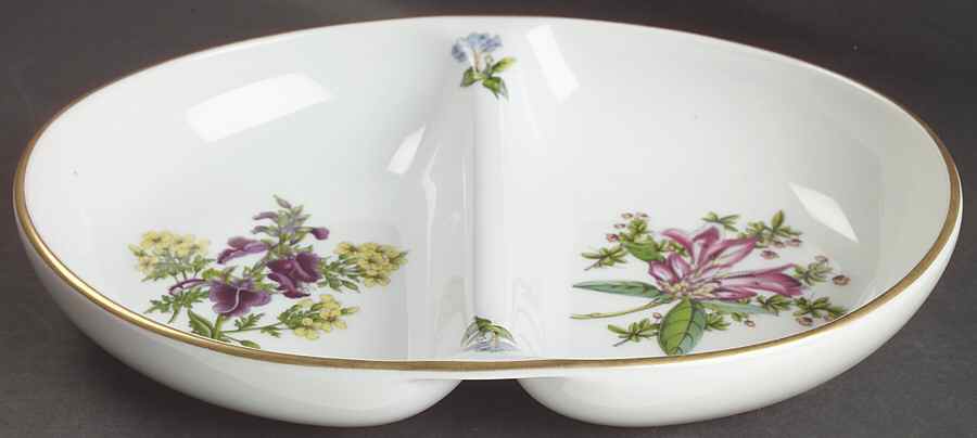 Stafford Flowers 11" Oval Divided Oven To Table Vegetable Bowl by Spode-1