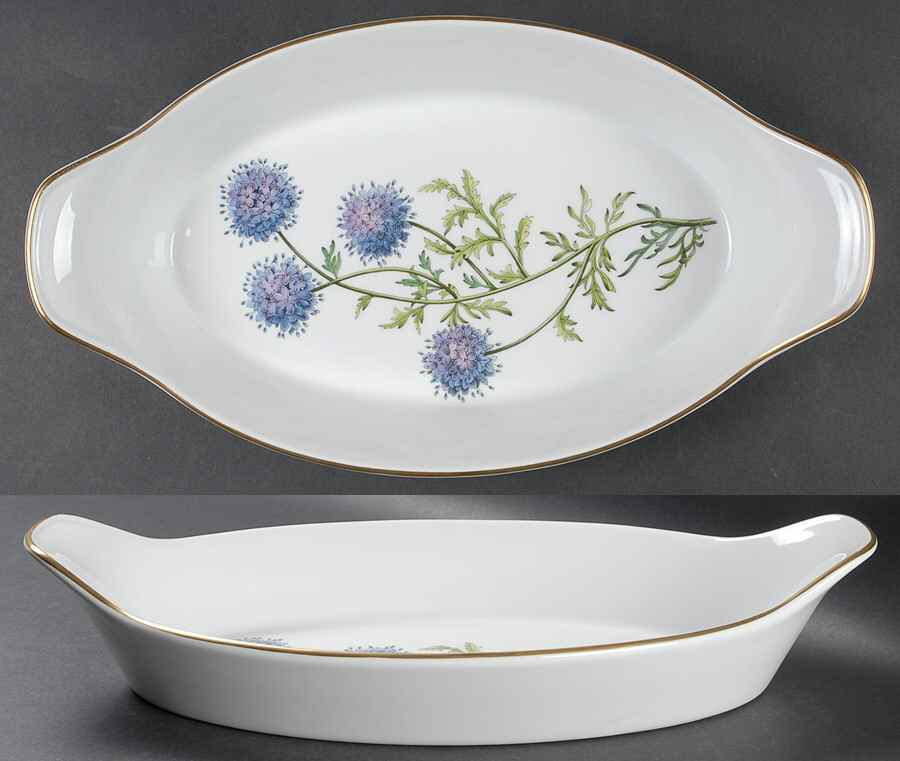 Stafford Flowers 14" Oval Handled Sole Dish-Oven To Table by Spode-1