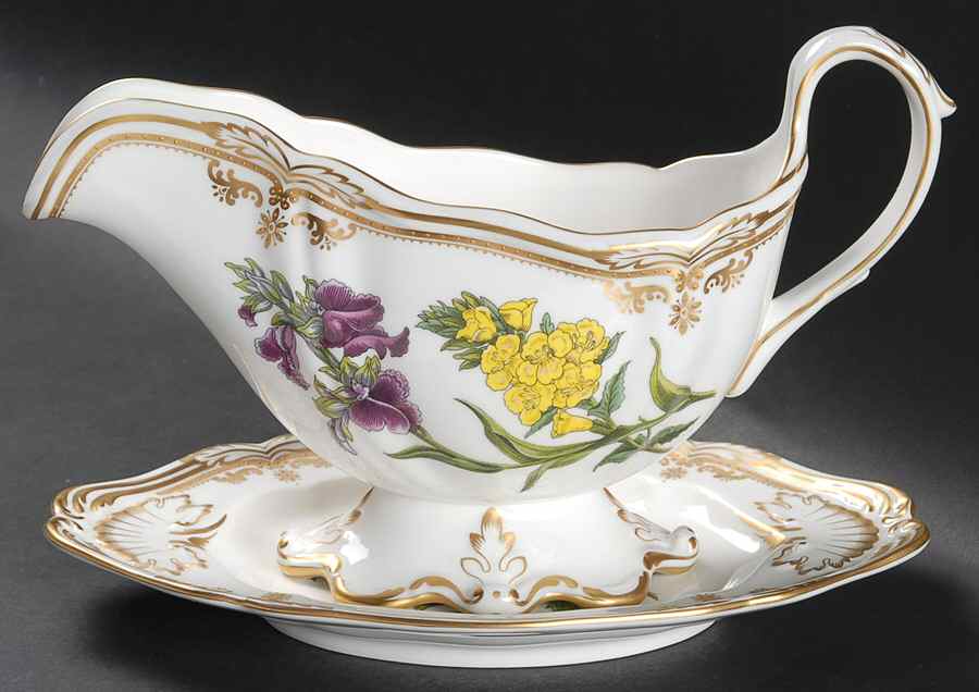 Stafford Flowers Gravy Boat & Underplate/Relish by Spode-1