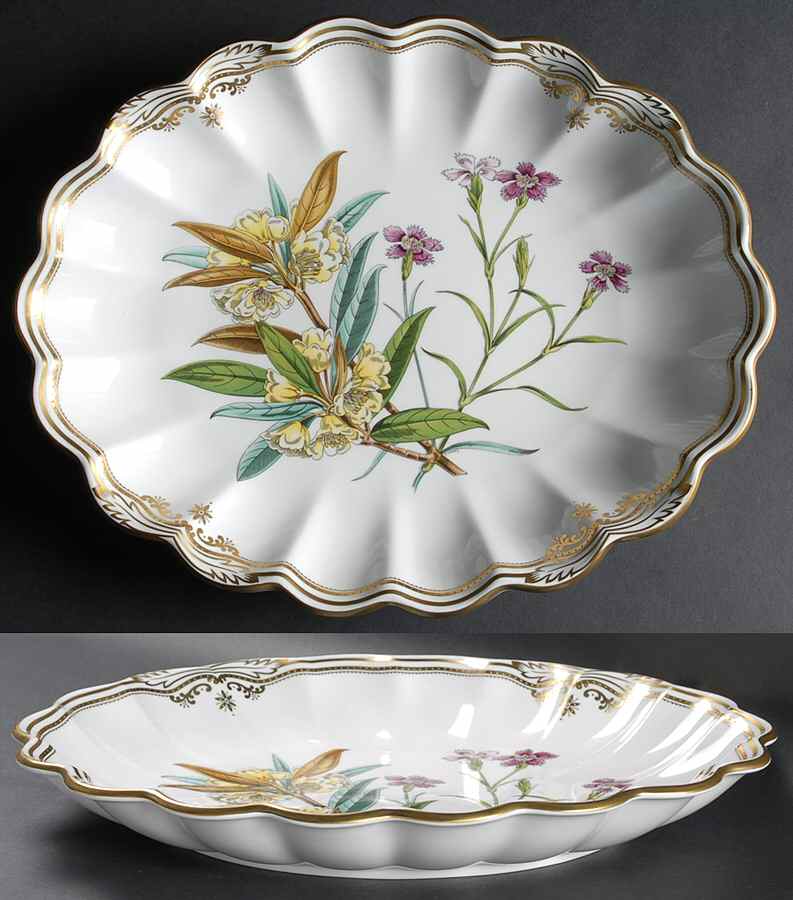 Stafford Flowers 14" Fluted Oval Dish by Spode-1