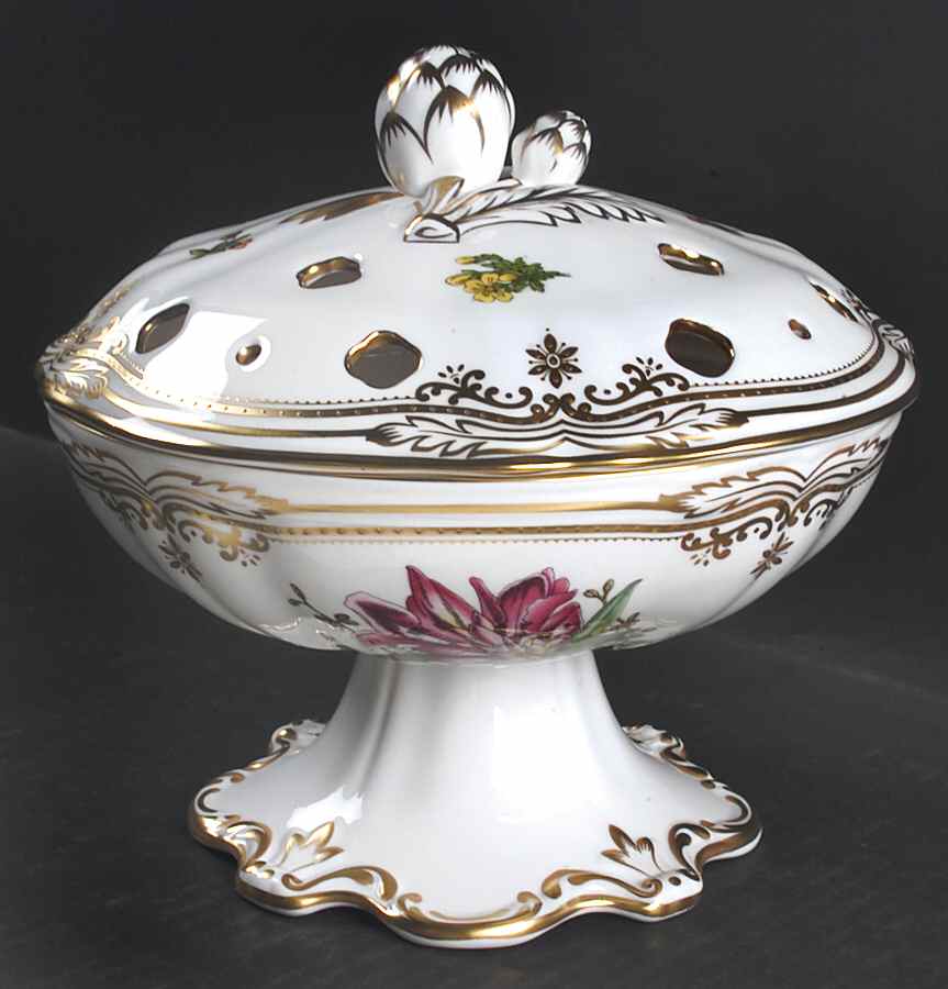 Stafford Flowers Large Footed Potpourri with a Pierced & Solid Lid by Spode-1