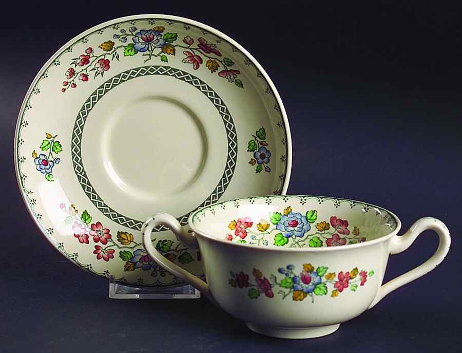 Strathmere Flat Cream Soup Bowl & Saucer Set by Spode-1